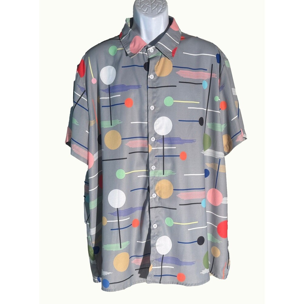 MISSLOOK Short Sleeve Button Down Dots Shirt‎ XXL